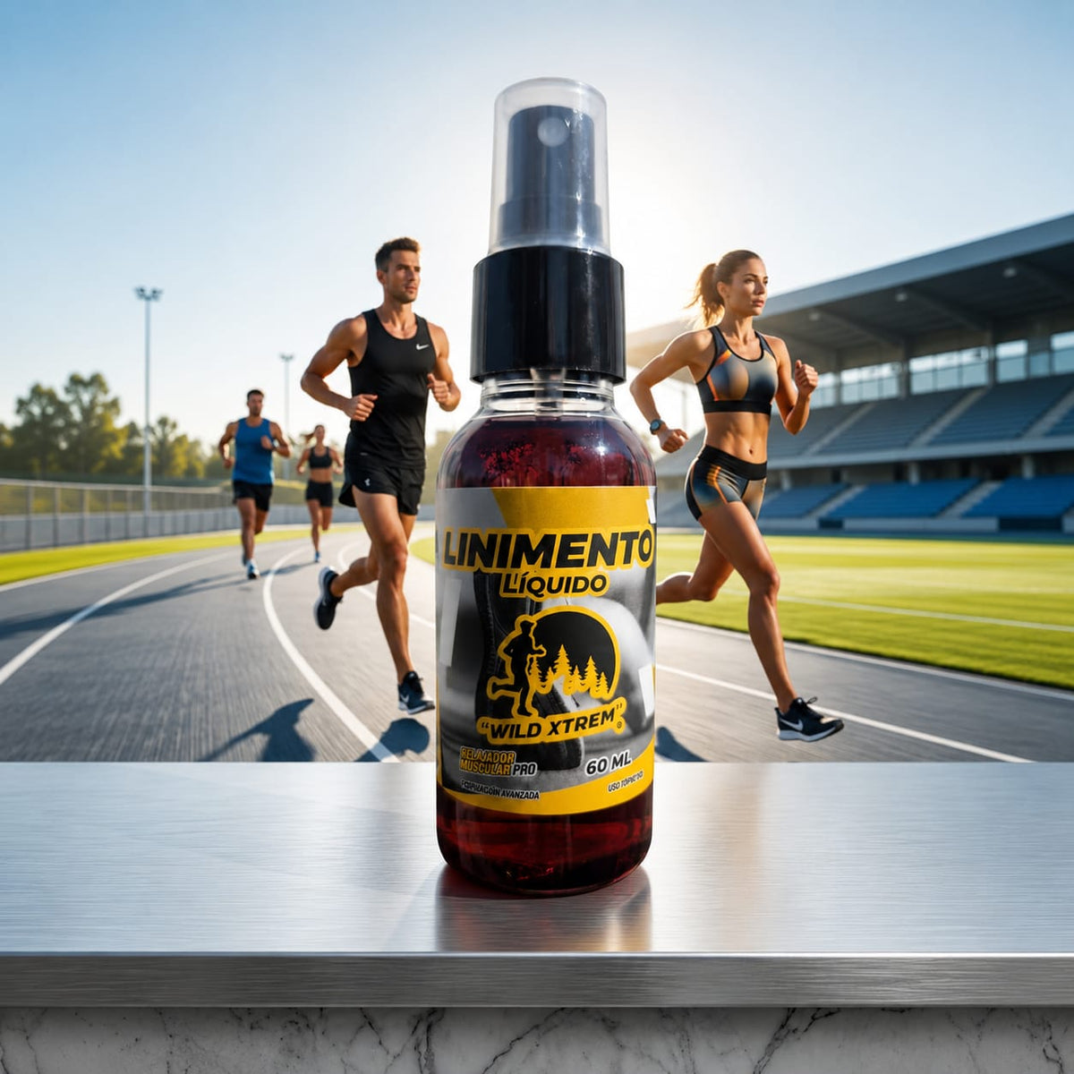 Linimento Líquido Spray Wild Xtrem 60 ml — activador muscular para runners y atletas en pista de atletismo